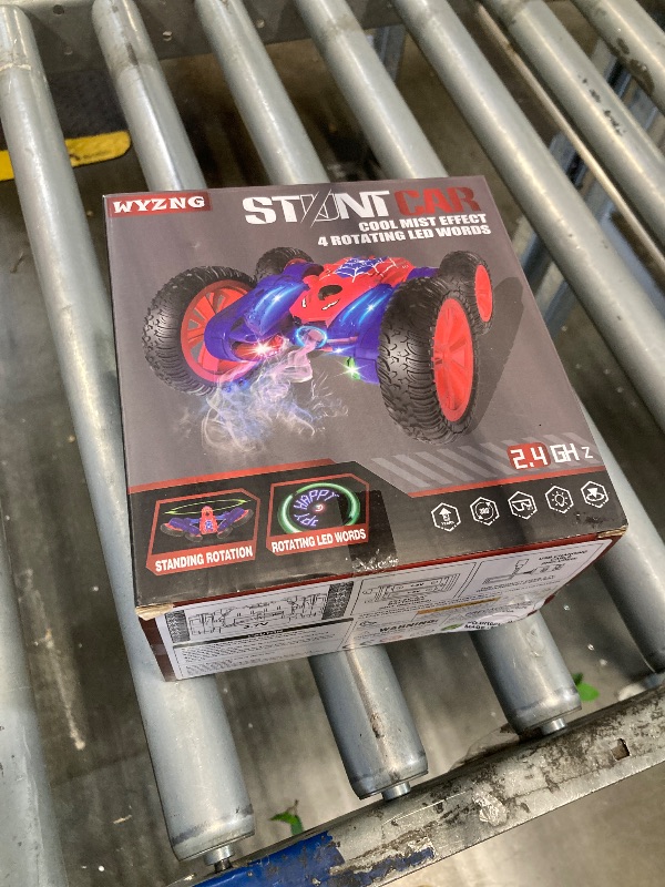 Photo 1 of Remote Control Car, RC Cars with Spray Effect & LED Words, Superhero Toys RC Stunt Cars for Boys 4-7 8-12, Rechargeable 4WD 360°Flip Double Sided Off-Road,Toys for Boys 4 5 6 7 8-12,Gift for Kids