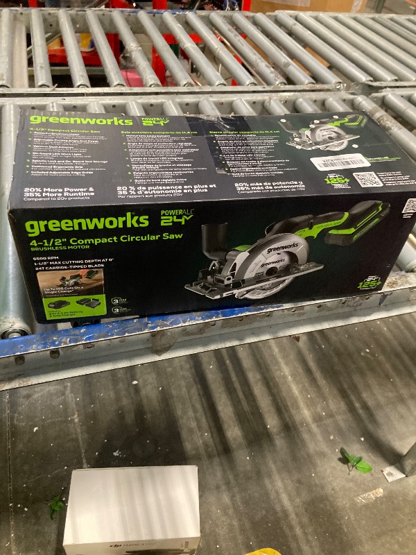 Photo 2 of **USED**Greenworks 24V 4-1/2" Compact Circular Saw, 6500 RPM Brushless Mini Circular Saw,2.0Ah Battery and Compact Charger Included