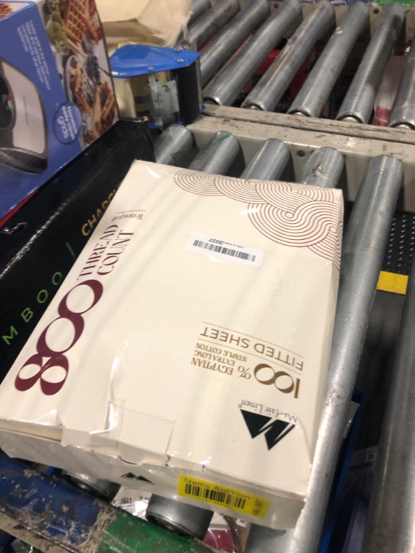 Photo 1 of **USED** Mayfair Linen 100% Egyptian Cotton Queen Fitted Sheet Only - 800 Thread Count 16" Deep Pocket Fitted Sheet, Durable Sateen, All-Around Elastic, Head/Foot Side Indicators, Taupe Queen Fitted Sheet