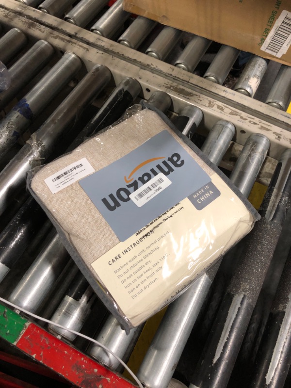 Photo 2 of 100% Blackout Shield Linen Blackout Curtains for Bedroom 84 Inches Long, Back Tab/Rod Pocket Living Room Drapes, Thermal Insulated Blackout Curtains 2 Panels Set, 50" W x 84" L, Oatmeal
