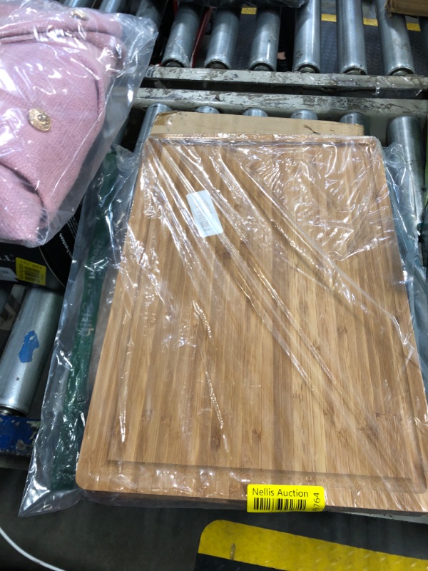 Photo 2 of Bamboo Wood Cutting Board for Kitchen, 1" Thick Butcher Block, Cheese Charcuterie Board, with Side Handles and Juice Grooves, 16x11"