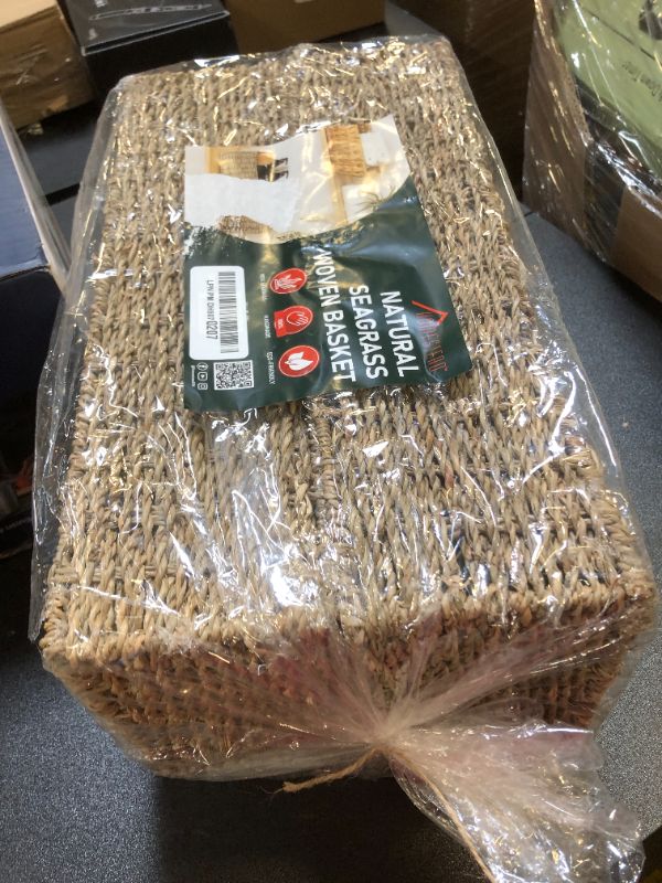 Photo 1 of HOMESTEAD Seagrass Storage Baskets, 15.6" Long Narrow Rectangular Wicker Baskets for Bedroom, Living Room, Bathroom, Shelves - 2 Packs