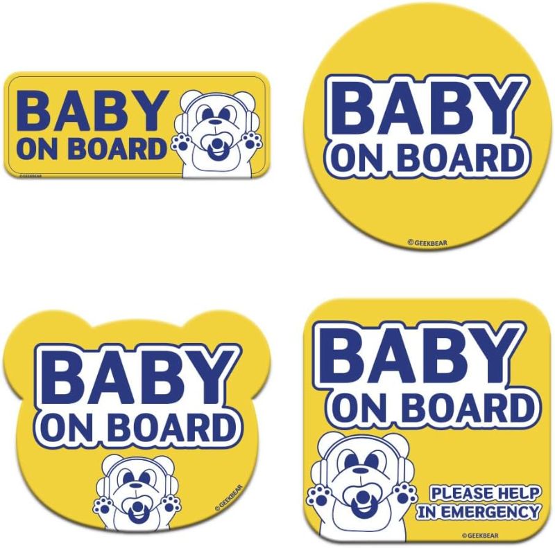 Photo 1 of GEEKBEAR [Signature] Baby on Board Car Magnet - Geekbear Line Series - Set of 4 (Yellow)