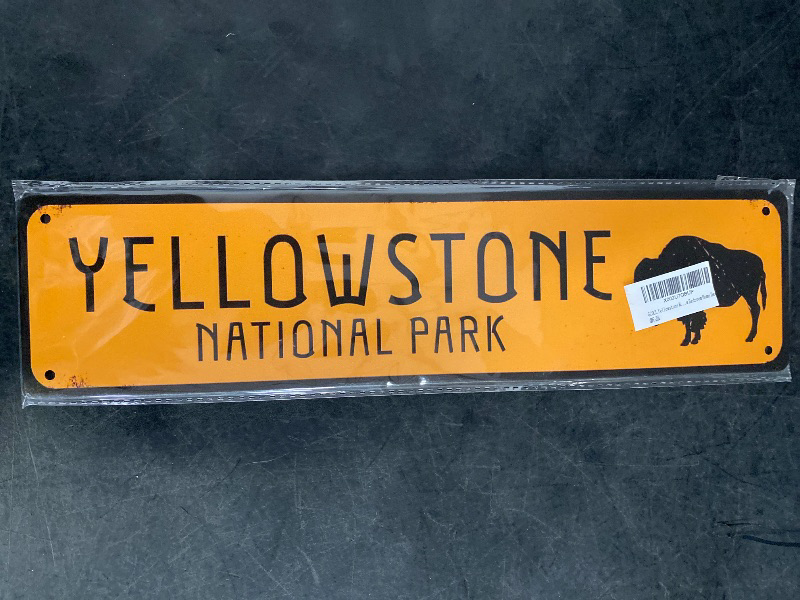 Photo 1 of Decorative Metal Tin Sign Buffalo National Park Sign, Personalized Park Destination Sign, Yellowstone National Park Custom Location Sign - 4" X 16" Man Cave Home Decor Hanging Art Plaque