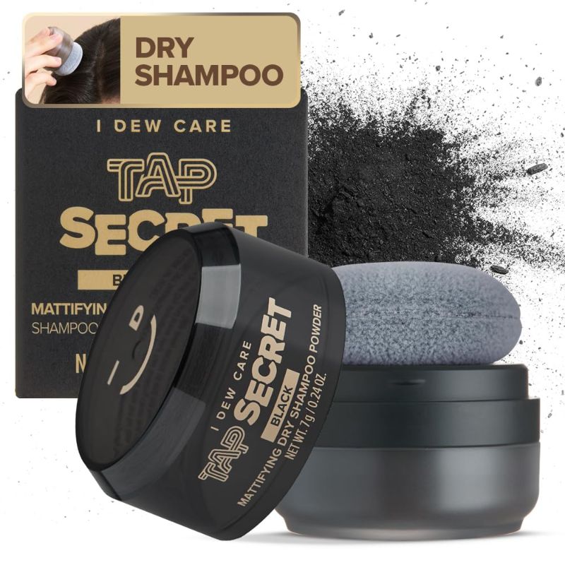 Photo 1 of I DEW CARE Biotin Clarifying Dry Shampoo - Tap Secret Black | Strengthening & Volumizing, Powder Type, Refillable, Travel size, Non-aerosol, Brunette, Korean Ginseng, 0.24 Oz