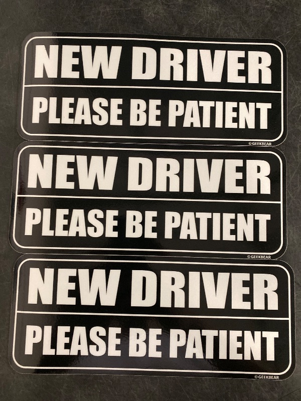 Photo 1 of GEEKBEAR New Driver Car Magnet - Colorful, Reflective, Weather-Resistant - Rectangular 8.7 x 3.5 in (Black/Black)