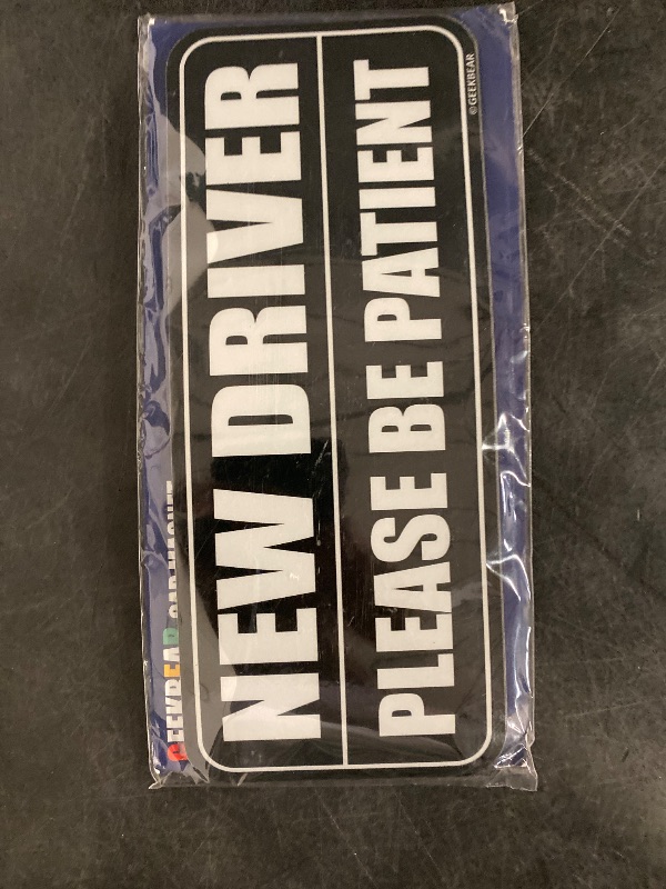 Photo 1 of GEEKBEAR New Driver Car Magnet - Colorful, Reflective, Weather-Resistant - Rectangular 8.7 x 3.5 in (Black/Black)