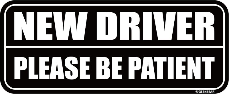 Photo 1 of GEEKBEAR New Driver Car Magnet - Colorful, Reflective, Weather-Resistant - Rectangular 8.7 x 3.5 in (Black/Black)