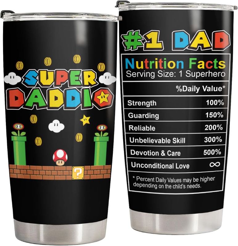 Photo 1 of 34HD Daddio Tumbler with Lid, 20oz Stainless Steel Vacuum Insulated Gaming Daddy Coffee Mug, Dad Drinking Cup, Birthday Christmas Father Day Gifts for New Dad Husband Papa Grandpa