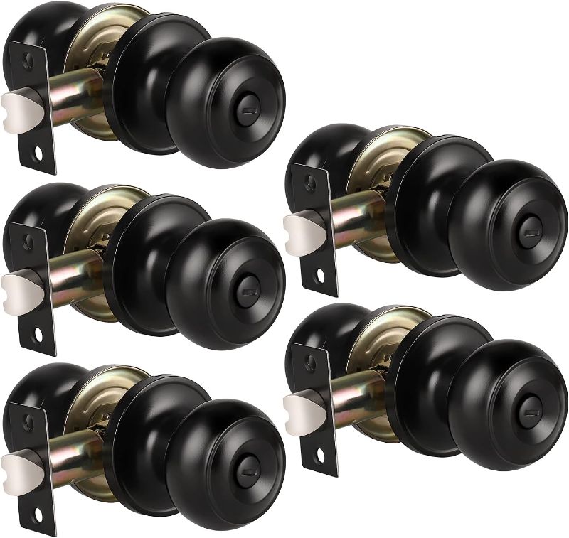Photo 1 of KNOBWELL 5 Pack Matte Black Door Knobs Privacy Door Knob for Bedroom or Bathroom Door Knob, Interior Door Knobs, Black Door Knob with Lock, Locking Door Knob Door Handle Lock for Interior Doors