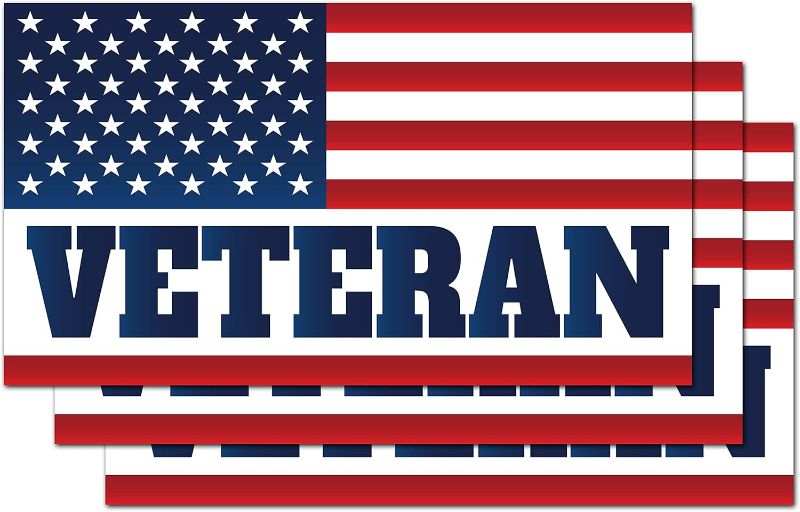 Photo 1 of GEEKBEAR American Flag Veteran Car Magnet (Flag, 3 Pack) - Reflective Waterproof Magnetic Sign - 7 x 4 in