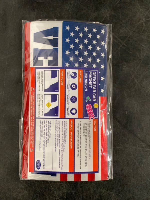 Photo 1 of GEEKBEAR American Flag Veteran Car Magnet (Flag, 3 Pack) - Reflective Waterproof Magnetic Sign - 7 x 4 in