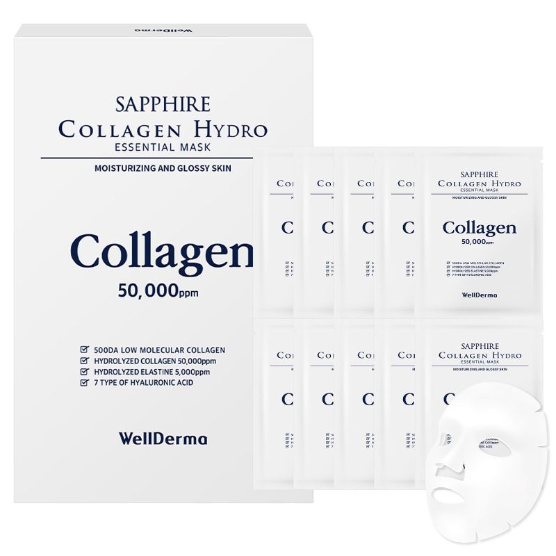 Photo 1 of WELLDERMA Sapphire Collagen Hydro Essential Mask 10 Sheets Skin Soothing Calming