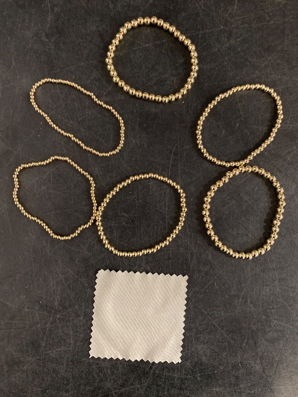 Photo 1 of Gold Bracelets for Women, 14K Gold Plated Beaded Bracelets Gold Strand Bead Ball Bracelet stack Set Adjustable Bracelet Set Jewelry for Gifts