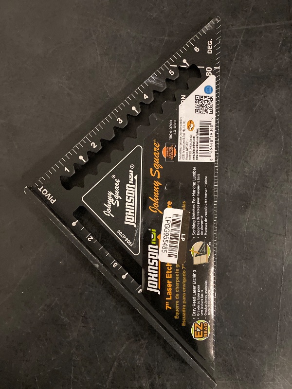 Photo 1 of Johnson Level & Tool 1904-0700 Johnny Square Professional Easy-Read Aluminum Rafter Square, 7", Black, 1 Square