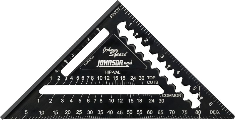 Photo 1 of Johnson Level & Tool 1904-0700 Johnny Square Professional Easy-Read Aluminum Rafter Square, 7", Black, 1 Square