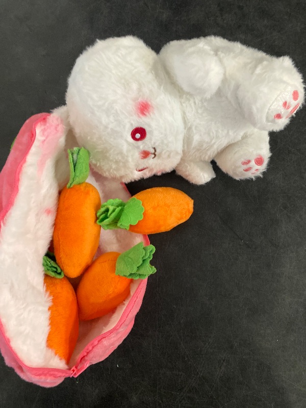 Photo 1 of Bunny Stuffed Animal,Strawberry Reversible Cuddle Bunny Plush Doll with Zipper Cute Soft Rabbit Toys Pillow for Kids and Adults Easter Bunnies Plushies Gifts (Strawberry, 7.09 inches)