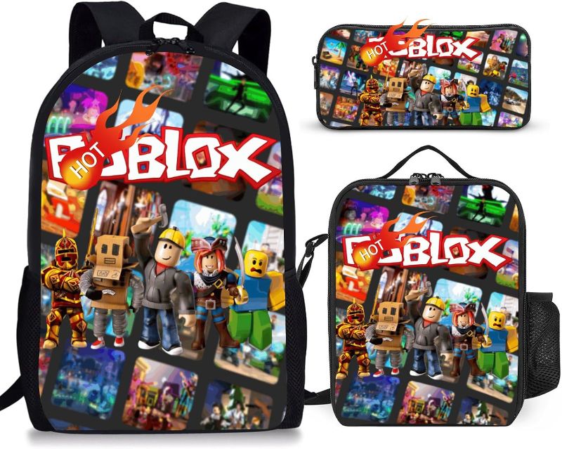 Photo 1 of Kids Cartoon Backpack Set for Boys Girls, Casual School Bag with Lunch Bag Pencil Case, Durable Laptop Bag, Suitable for Travel, Back to School