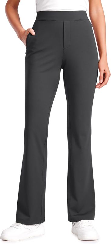 Photo 1 of Small CRZ YOGA 4-Way Stretch Flare Womens Pants Tall 31" Dress Work Casual High Waisted Lounge Sweatpants with Zip Pockets