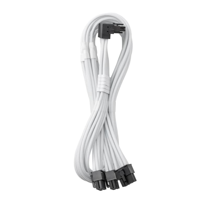 Photo 1 of CableMod E-Series Pro ModFlex Sleeved 12V-2x6 12VHPWR 90° StealthSense PCIe Cable for EVGA G/G+ / P/P+ / T - Variant A (White, 16-pin to Triple 8-pin, 60cm)