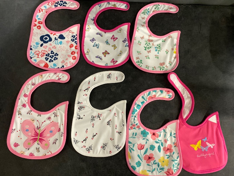 Photo 1 of 7Pcs Cotton Waterproof Baby Bibs Hook Loop Closure Newborn Bib Keepsake Baby Gift for Drooling Feeding Eating