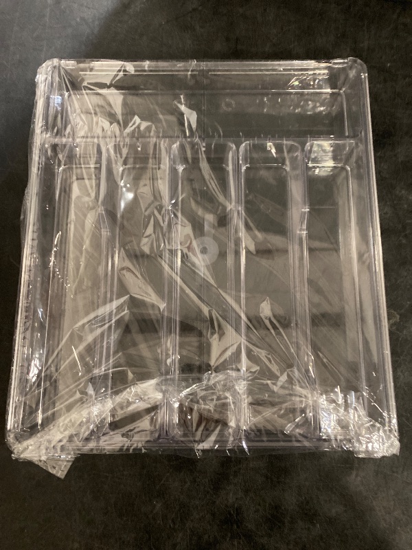 Photo 1 of Expandable Silverware Organizer Tray for Kitchen Drawers,Large Utensil Drawer Organizer,BPA Free Cutlery Organizer in Drawer for Silverware Divider,Flatware,Knife,Fork,Spoon,Silverware Holder,Clear