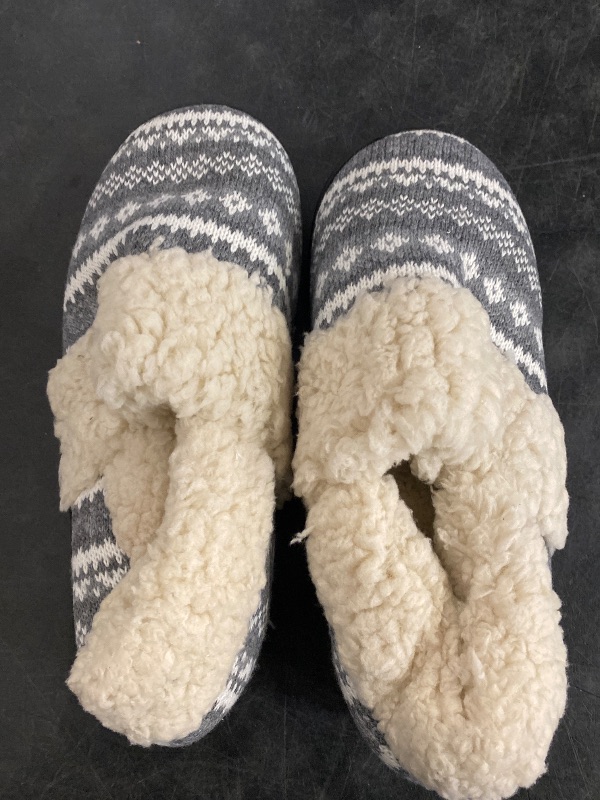 Photo 1 of 7.5-8 Size Women's Fuzzy Memory Foam Slippers, Closed Back Knit Bedroom Slippers, Slip-On Warm House Shoes for Indoor & Outdoor Comfort