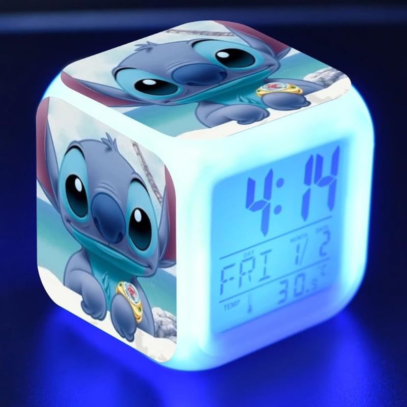 Photo 1 of 3 inch Small Size Mini LED Anime Digital Alarm Clock 7 Colorful Light Bedroom Decorations Room Decor