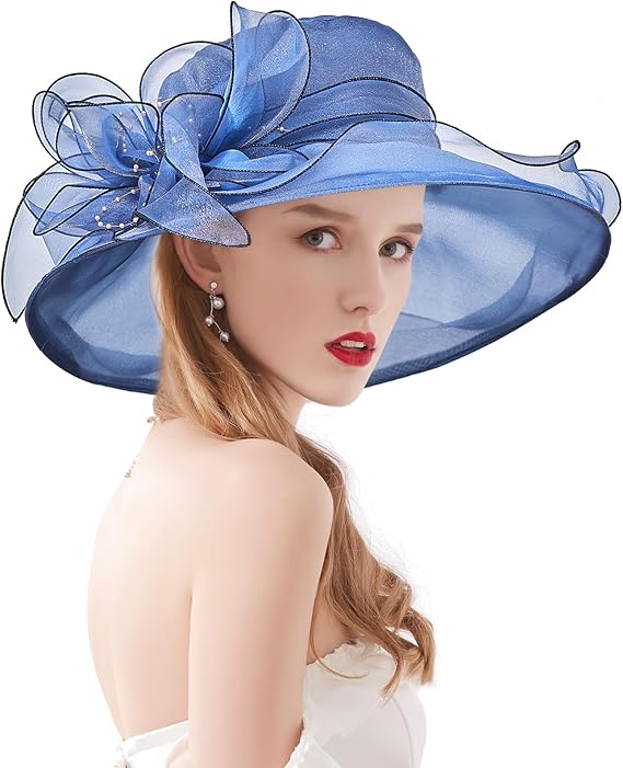 Photo 1 of Church Fascinator Wedding Tea Party Derby Hats for Women Flower Wide Brim Sun Hat