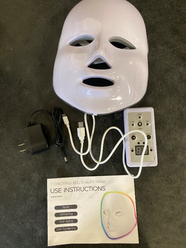 Photo 1 of Led Face Mask Light Therapy, 7-1 Colors LED Facial Skin Care Mask, Red Light Therapy for Face, White