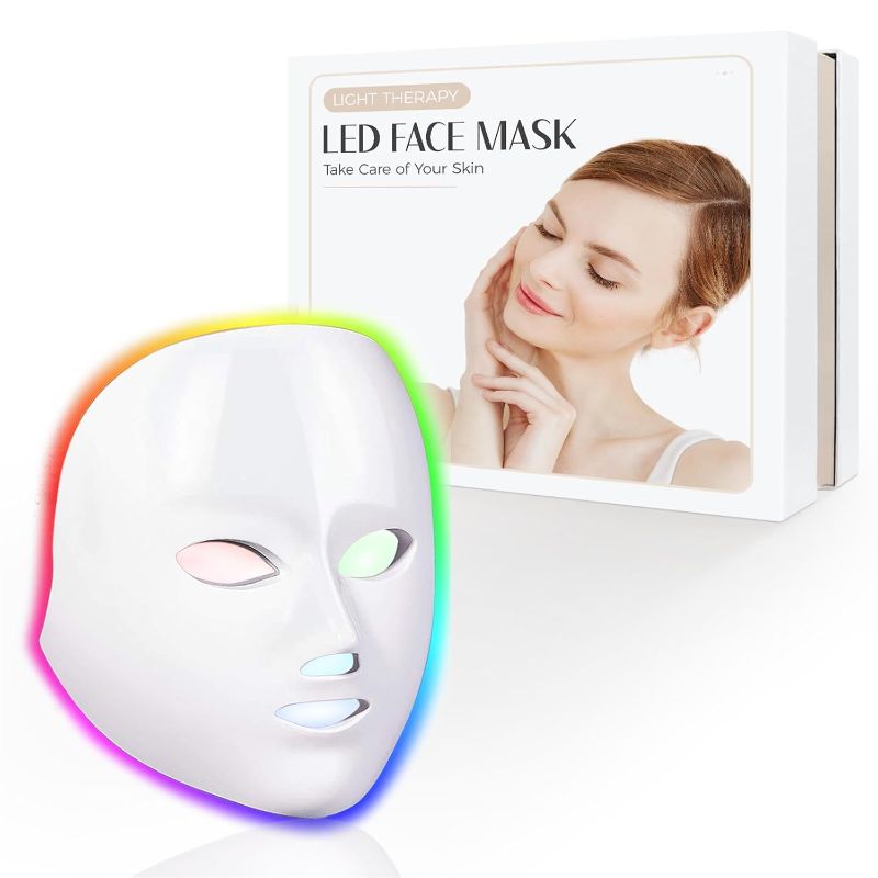 Photo 1 of Led Face Mask Light Therapy, 7-1 Colors LED Facial Skin Care Mask, Red Light Therapy for Face, White