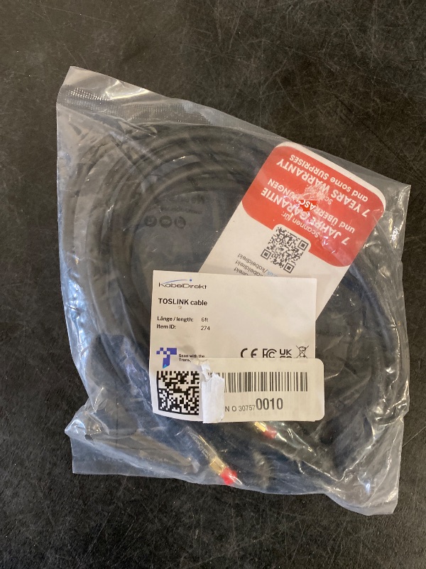 Photo 1 of KabelDirekt TOSLINK – Optical Audio Cable – 6ft – Fiber Optic Cord, S/PDIF Digital Audio Optical Cable for Soundbar, Stereo Systems, Home Cinema, Xbox One/PS4 – Designed in Germany