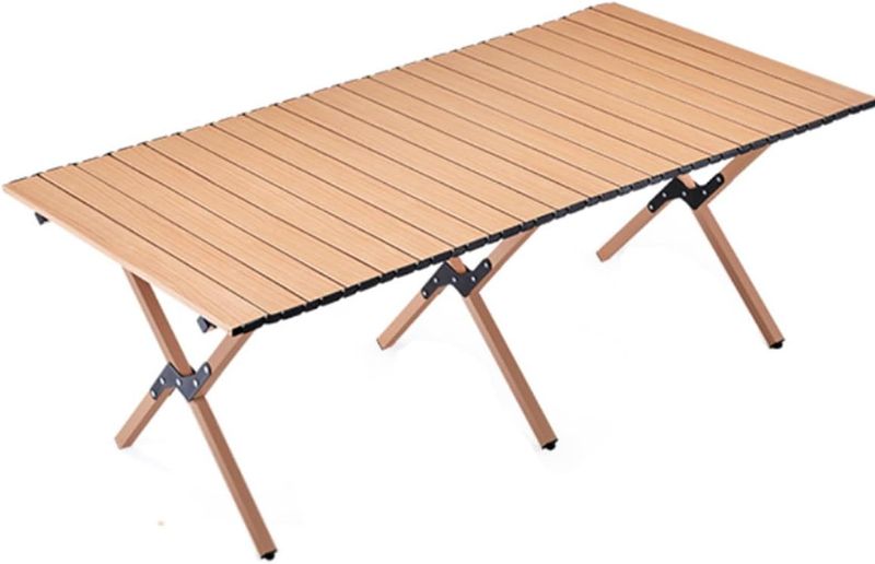 Photo 1 of Folding Picnic Table for 4-6 Person Portable Camping Table with Aluminum Roll Up Tabletop and Carry Bag for Party,Beach,gailgating,Travel,BBQ,(47in/120cm,Loads 220 Lbs)