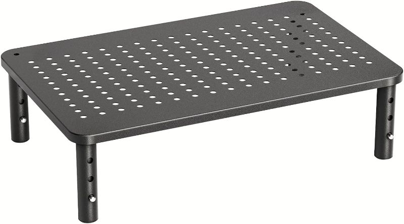 Photo 1 of HUANUO Monitor Stand, Monitor Stand Riser 3 Height Adjustable, Monitor Riser with Airflow Vents, Laptop Stand for Desk, Laptop Riser, Desk Organizer for Monitor, 15.6" Laptop, PC, Printer