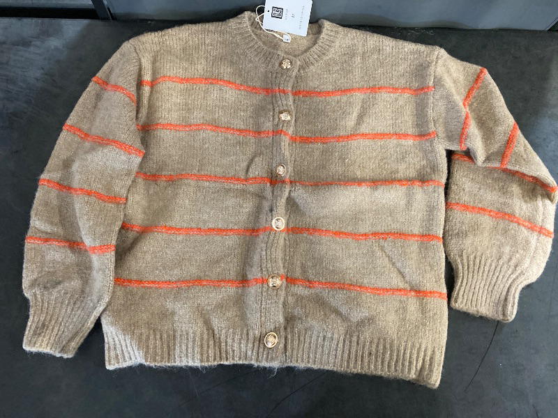 Photo 1 of M Womens Striped Cardigan Sweaters Casual Open Front Long Sleeve Button Down Knit Outwear