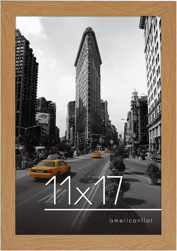 Photo 1 of Americanflat 11x17 Picture Frame with Shatter-Resistant Glass - Gallery Style Frame with Engineered Wood - Signature Collection - Photo Frame for Wall Display - Dark Oak