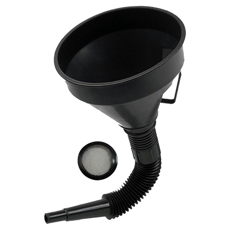 Photo 1 of Flex Funnel - Wide Mouth Flexible Funnel with Handle, Automotive Funnels for Engine Oil, Liquid, Diesel, Kerosene,Gasoline (1pcs 5.2" Black)