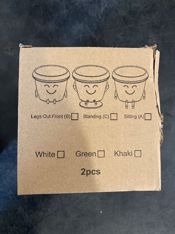 Photo 1 of 2 Pcs Green Smile Face Sitting Plant Pots with Drainage Hole, DIY 3.5 Inch Cute Succulent Planter, Durable Plastic Flower Pots for Indoor/Outdoor Plants, Gift for Plant Lovers (Green)