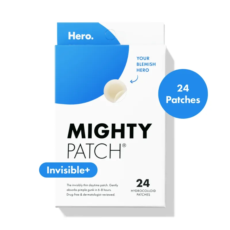 Photo 1 of Mighty Patch by Hero Cosmetics Invisible+ Acne Treatment Pimple Patches with Hydrocolloid, 24 Count
