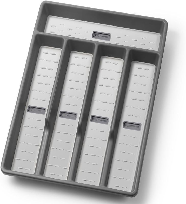 Photo 1 of Silverware Organizer with Cutlery Icons Silverware Tray for Kitchen Drawer Flatware Tableware Cultery Drawer Organizer Utensil Organizer with Non-slip TPR Linings Kitchen Organization Essentials