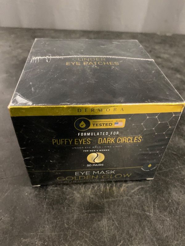 Photo 1 of DERMORA Golden Glow Under Eye Patches (50 Pairs Eye Gels) - Rejuvenating Treatment for Dark Circles, Puffy Eyes, Refreshing, Revitalizing, Travel, Wrinkles