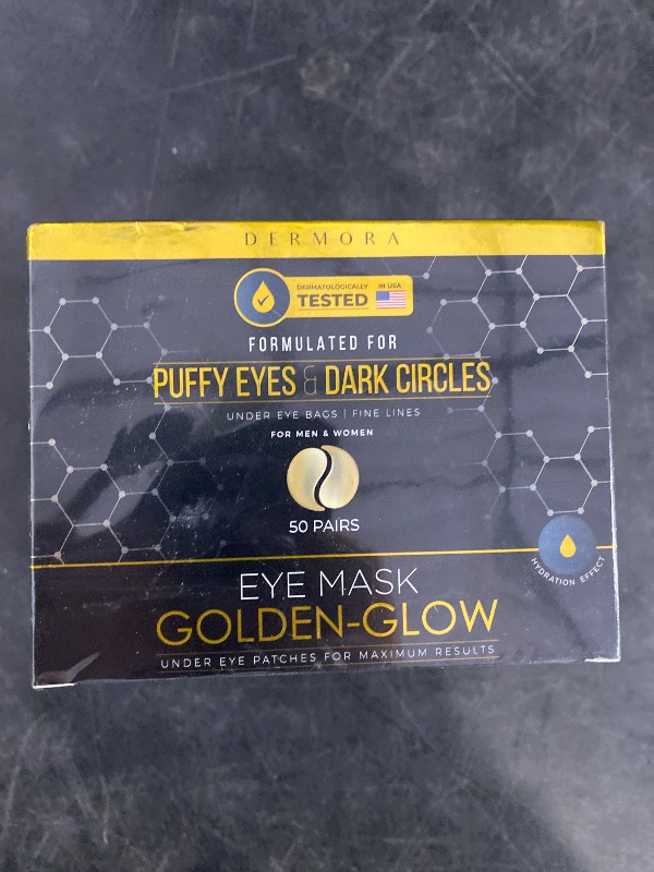 Photo 1 of DERMORA Golden Glow Under Eye Patches (50 Pairs Eye Gels) - Rejuvenating Treatment for Dark Circles, Puffy Eyes, Refreshing, Revitalizing, Travel, Wrinkles
