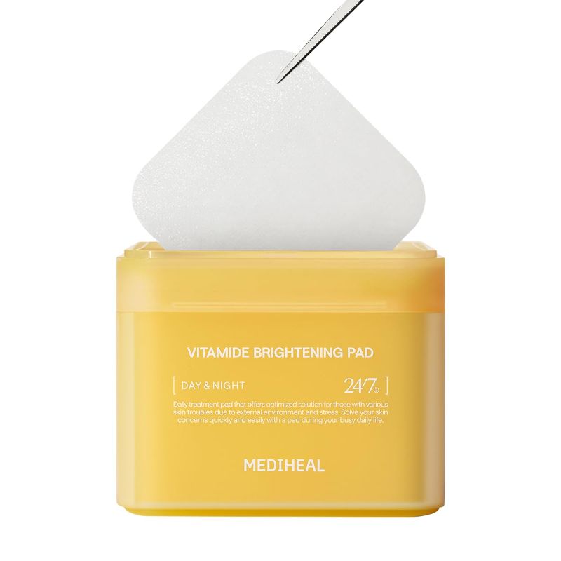 Photo 1 of MEDIHEAL Vitamide Brightening Pad - Vegan Face Hypoallergenic Pads with Niacinamide, Sea Buckthorn - Radiance Boosting Pads for Clear, Illuminating Skin 100 Pads
