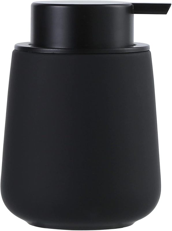 Photo 1 of BosilunLife Black Soap Dispenser - Ceramic Dish Soap Dispenser for Bathroom 12ounce Refillable Liquid Hand Dispenser for Essential Oil, Lotion Dispenser with Pump (Rubber Paint)