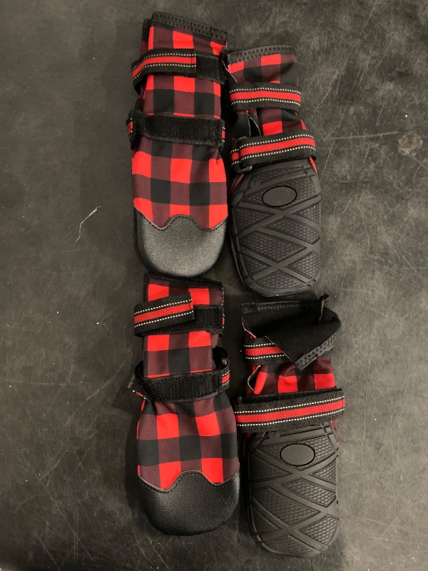 Photo 1 of Dog Shoes for Medium Large Dogs, Waterproof Anti-Slip Rain/Snow Winter Warm Outdoor Dog Boots, Adjustable Reflective Rubber Sole Paw Protector Dog Shoes for Running Hiking Walking,etc.