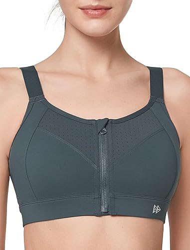 Photo 1 of Large Yvette Adjustable Sports Bras for Women High Impact - Zip Front Sports Bra Plus Size Wireless for Running Workout