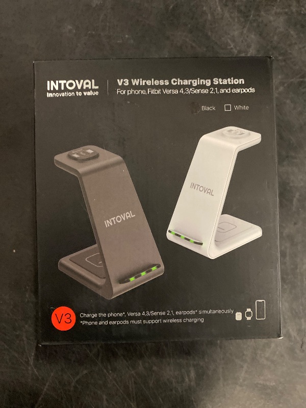 Photo 1 of Intoval Wireless Charger,Wireless Charging Station for Samsung Galaxy Phone/Watch/Buds,Fit for Note 20/Note 10/S21/S20,Galaxy Watch 4/3,Active 2/1,Galaxy Buds/Pro/+/Live(S3,Black)