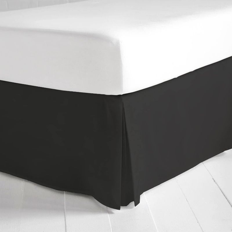 Photo 1 of King Bed Skirt - Luxury Hotel Quality 15-Inch Drop - Tailored, Wrinkle & Fade Resistant (King, White)