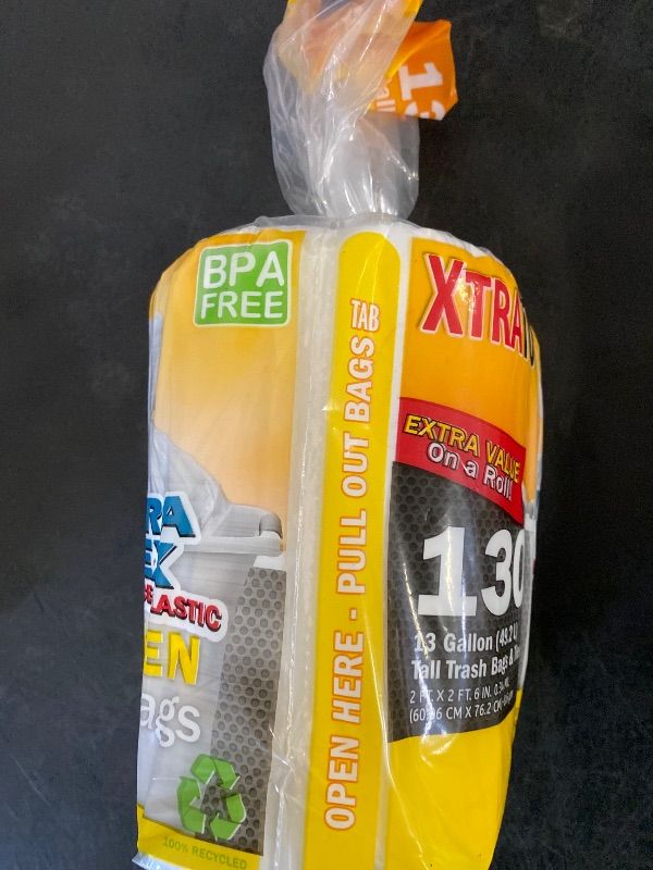 Photo 1 of 13 Gallon Trash Bags, Tall Kitchen Garbage Bags, Unscented Heavy Duty White Plastic Bags, 130 Count - Strong and Durable for Home and Office Use