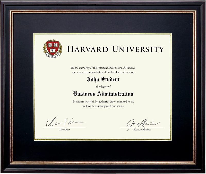 Photo 1 of EXCELLO GLOBAL PRODUCTS Photo Document Frame: 11" x 14" with Double Mat Graduation Diploma Certificate Holder Wall Frame (Black/Gold/Red)